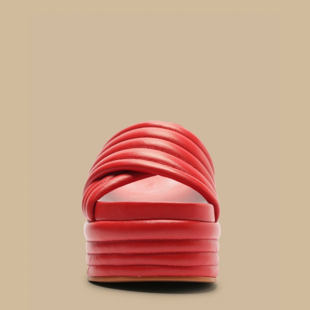 Red Puff Platform Sandal - Picture 2 of 10